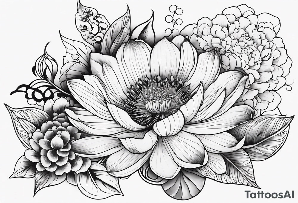 ornaments of flowers tattoo idea