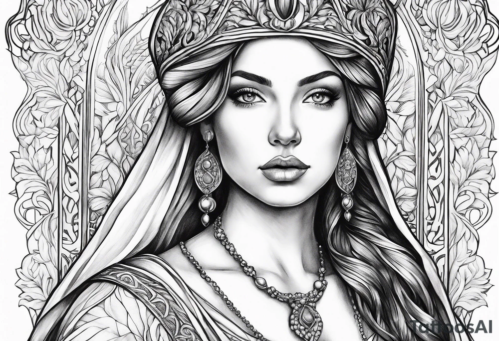 Beautiful woman in a renaissance gown tattoo idea