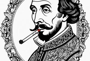 William Shakespeare smoking cigarette tattoo idea