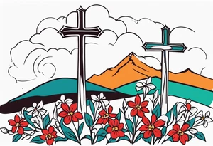 three crosses on hill


vintage flowers
old school vintage simple traditional design 



bold color simple tattoo idea