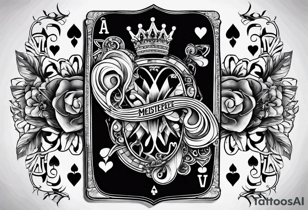 3 pieces of king of spades and 1 queen of hearts tattoo idea