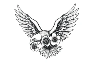eagle with flowers wings not open tattoo idea