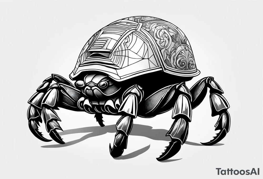 hermit crab wearing a storm trooper helmet tattoo idea