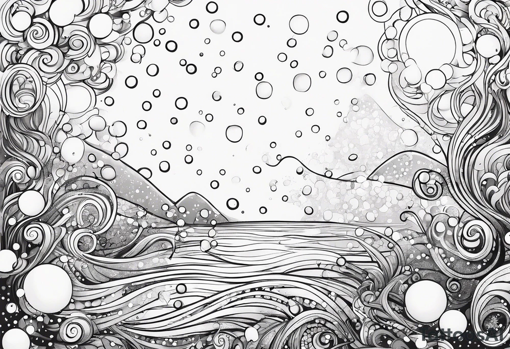 Draw me some magical really simple underwater bubbles and simple stars tattoo idea