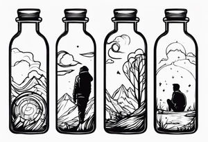 PERSON TRAPPED IN BOTTLE tattoo idea