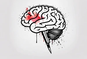 a knife through a brain, discipline words tattoo idea