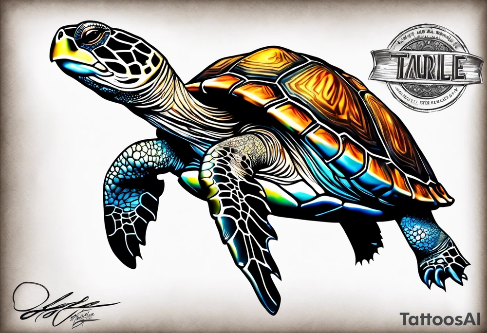 Turtle with the name Taylor in it tattoo idea