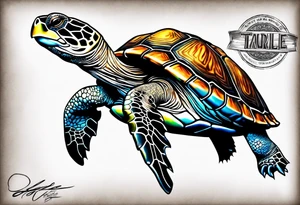 Turtle with the name Taylor in it tattoo idea