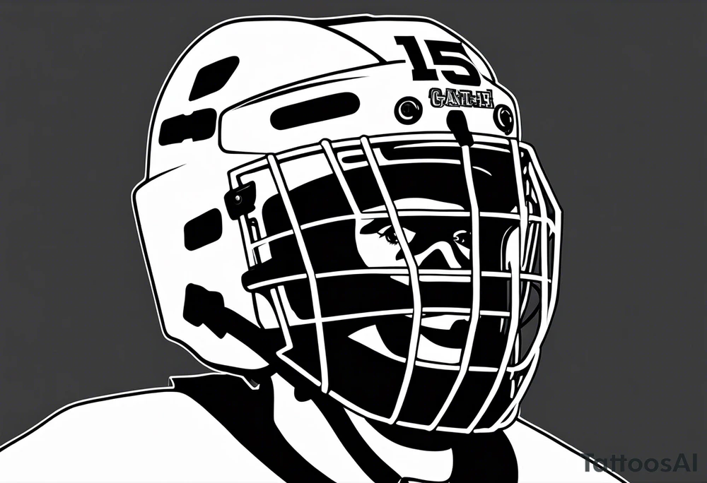 Ice hockey helemt with the number 15 on it tattoo idea