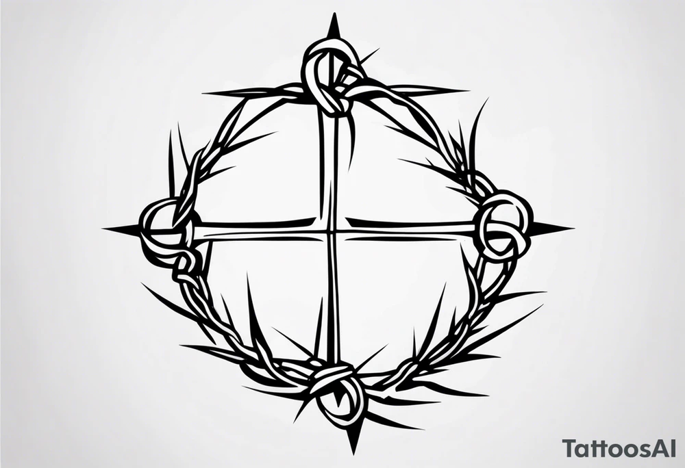 crown of thorns on the cross tattoo idea