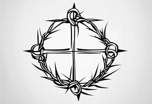 crown of thorns on the cross tattoo idea