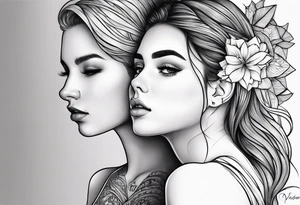 tatuaje de dos niñas y un hombre, los nombres de las niñas Steffy y Hayley con la Frase Por Siempre Juntos tattoo idea