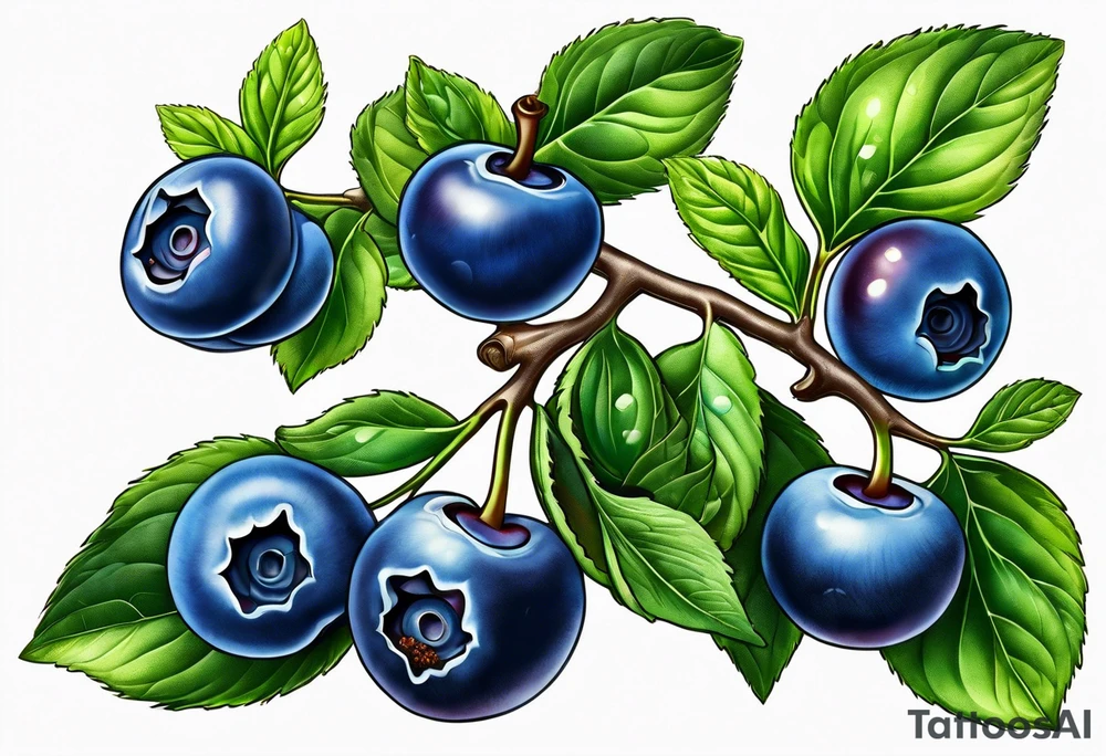 3 blueberries with a single leaf tattoo idea