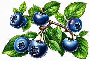 3 blueberries with a single leaf tattoo idea