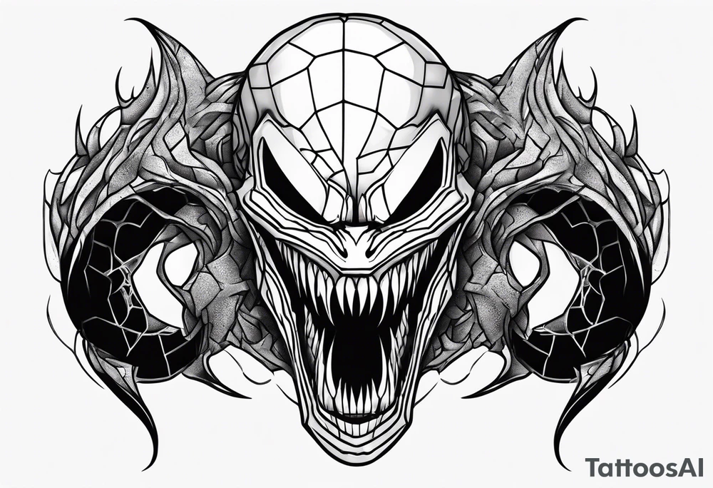 Comic character venom eating head tattoo idea