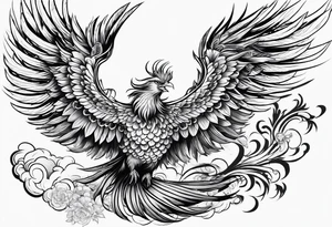 traditional Japanese phoenix no background tattoo idea