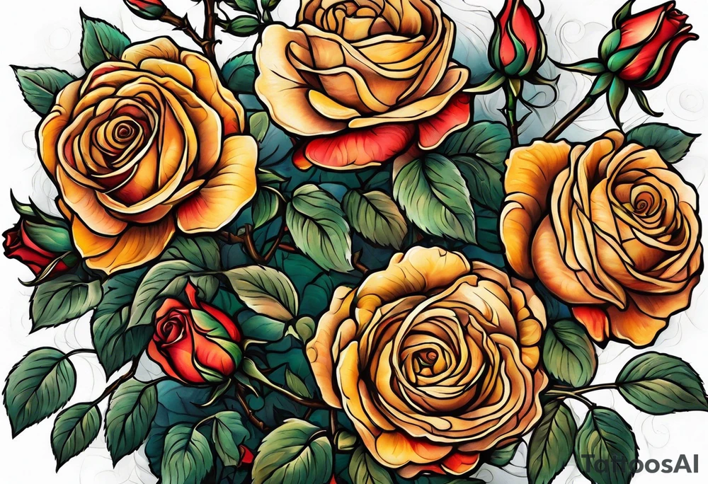 bouque of roses tattoo idea
