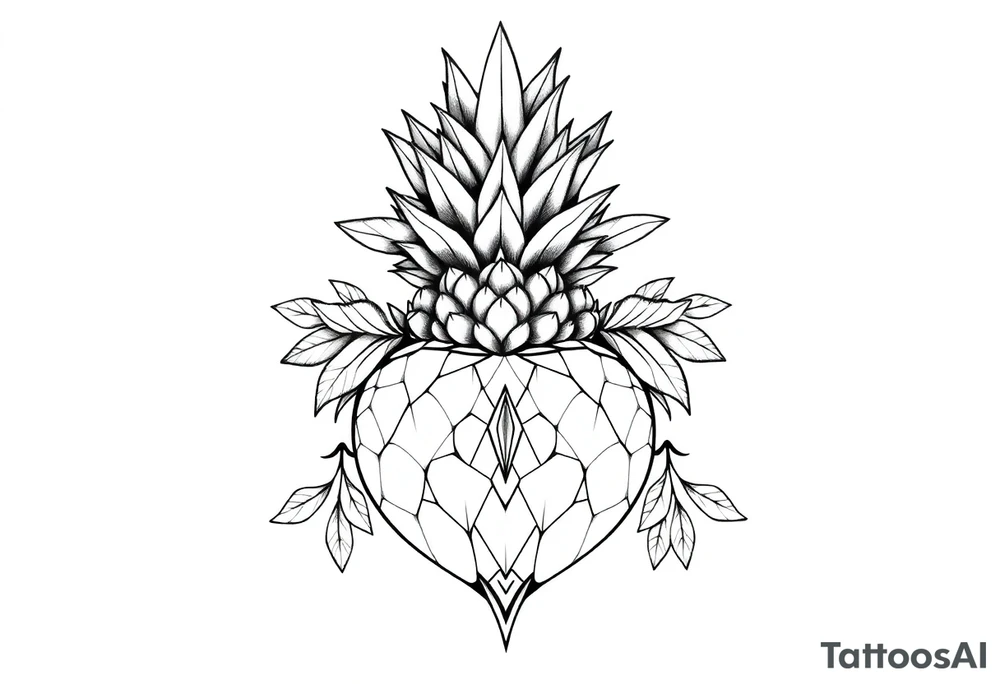 Bushy crown pineapple vagina, design to go over vagina , erotic vagina area design, anus to be at the bottom tattoo idea
