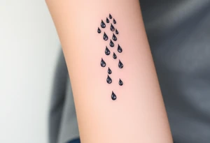 A cascade of small tear drops, fading from black to silvery gray, representing the passage of time and emotional release. tattoo idea