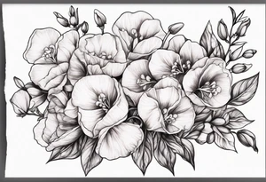 Sweet Pea floral bouquet floral tattoo idea