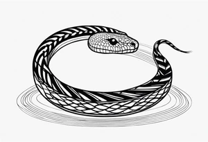 A long snake winding from top to bottom tattoo idea
