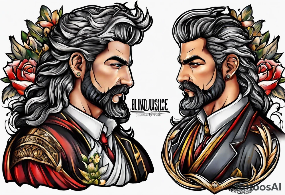 blind justice with a blade head shot only tattoo idea