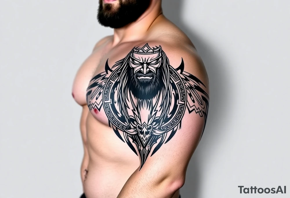 Bray Wyatt the Fiend center piece with tribal surrounding covering up old tattoo tattoo idea