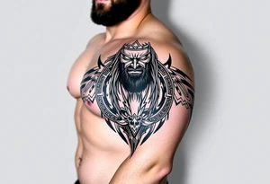 Bray Wyatt the Fiend center piece with tribal surrounding covering up old tattoo tattoo idea