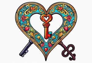 A heart shaped antique key tattoo idea
