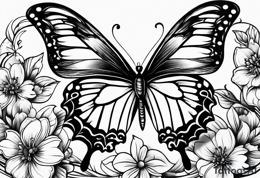 Butterflies and flowers tattoo idea