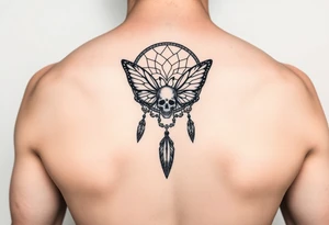 Small Dreamcatcher with butterfly's and skull tattoo idea