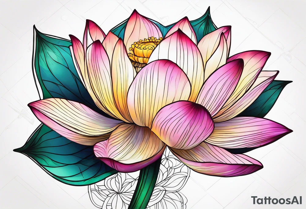 Lotus flower with stem tattoo idea
