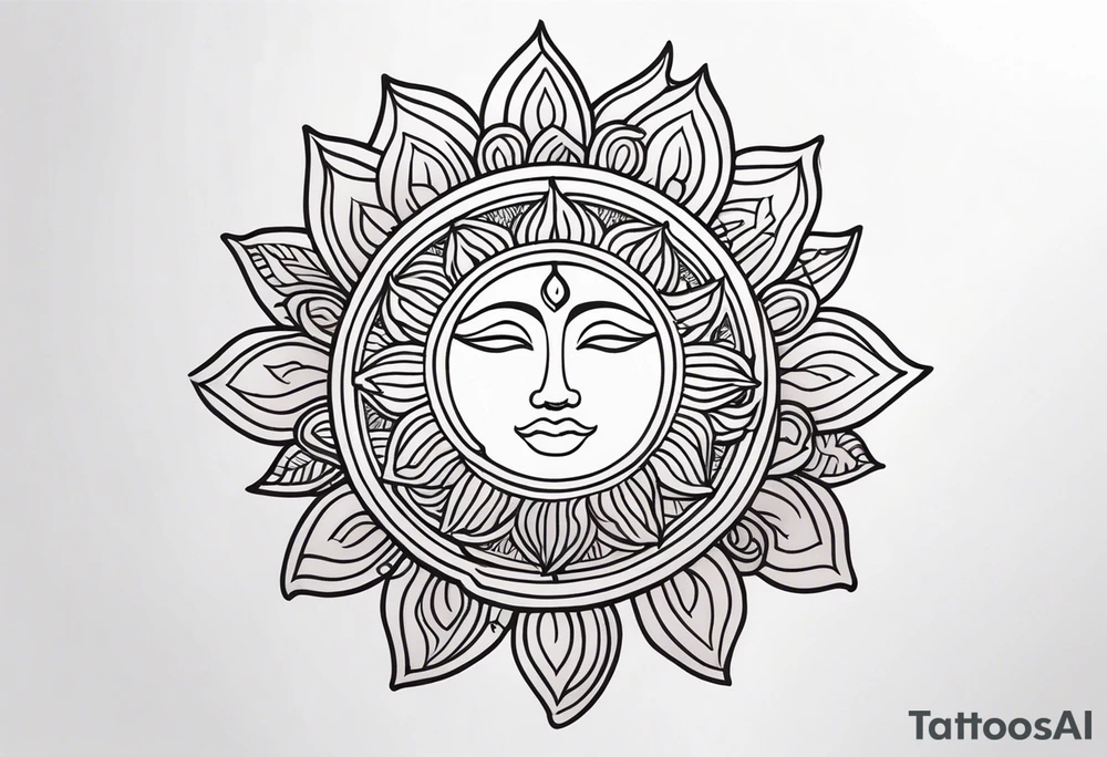 a sun with hair tattoo idea