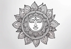 a sun with hair tattoo idea
