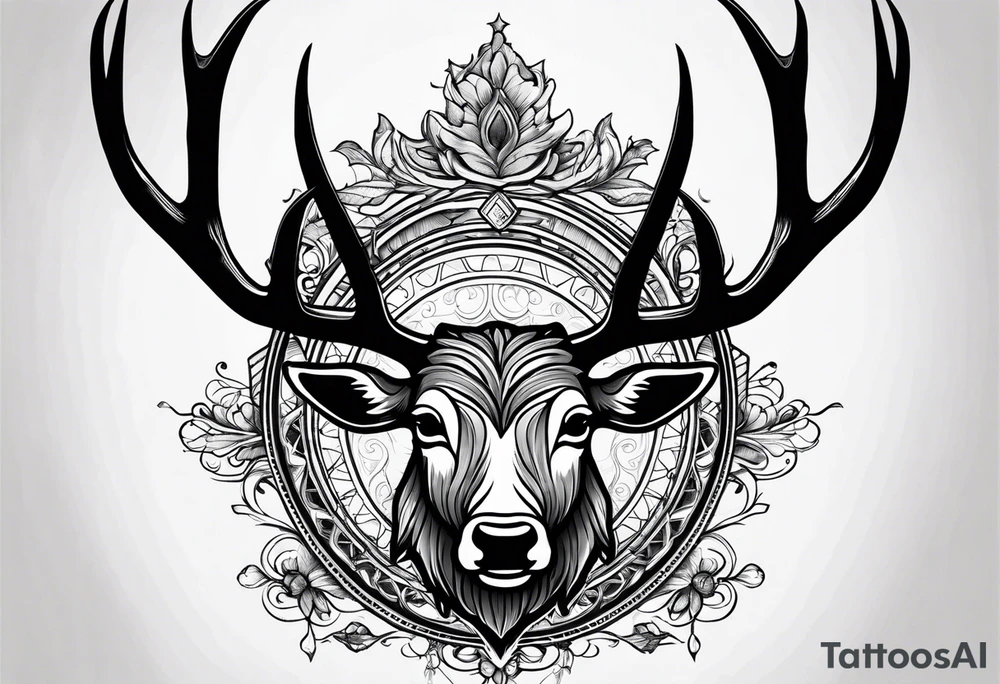 buck's antlers making a cool design tattoo idea