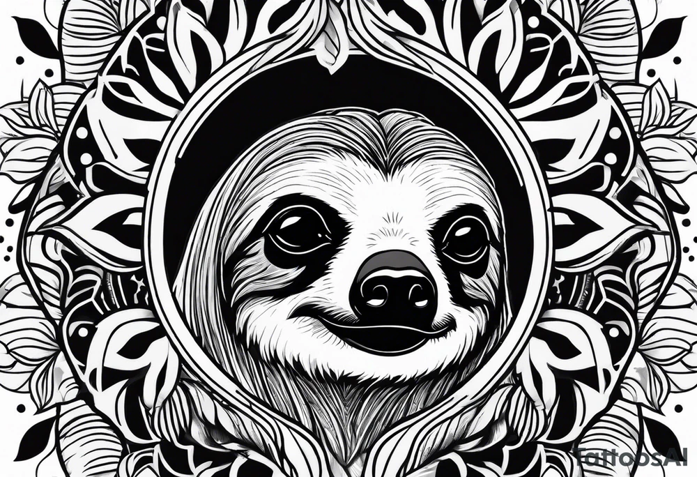 Sloth under palm tattoo idea