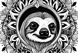Sloth under palm tattoo idea
