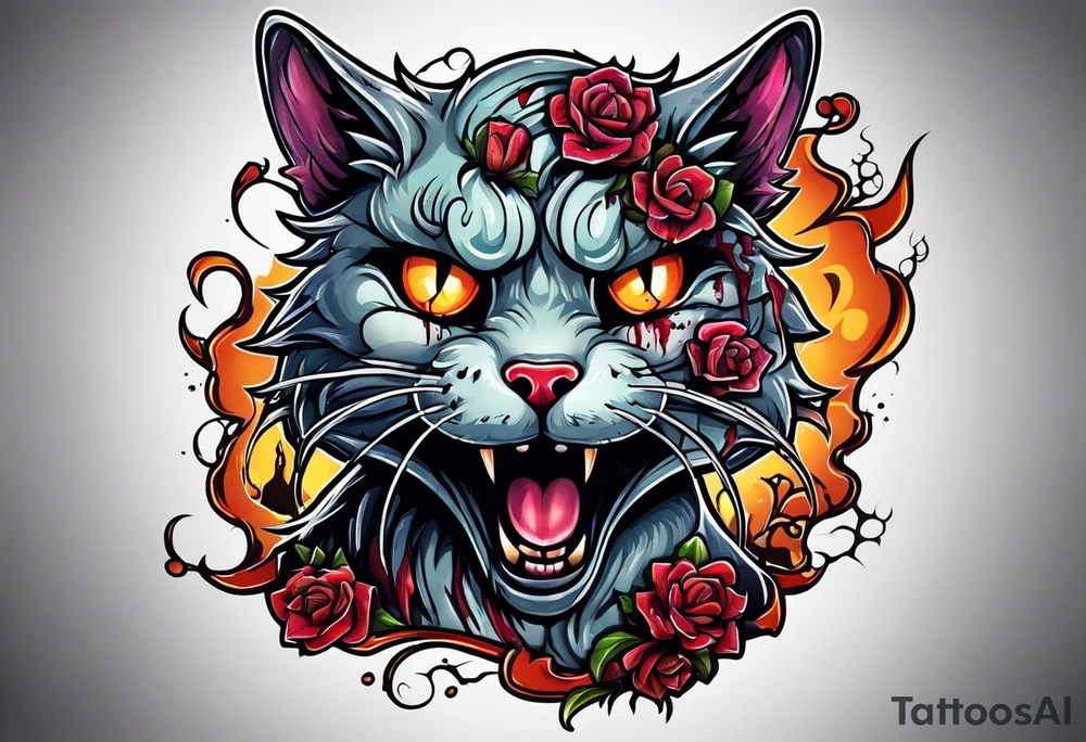 A zombie cat tattoo idea