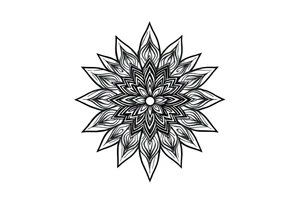 spiritual bold line feather mandala tattoo idea