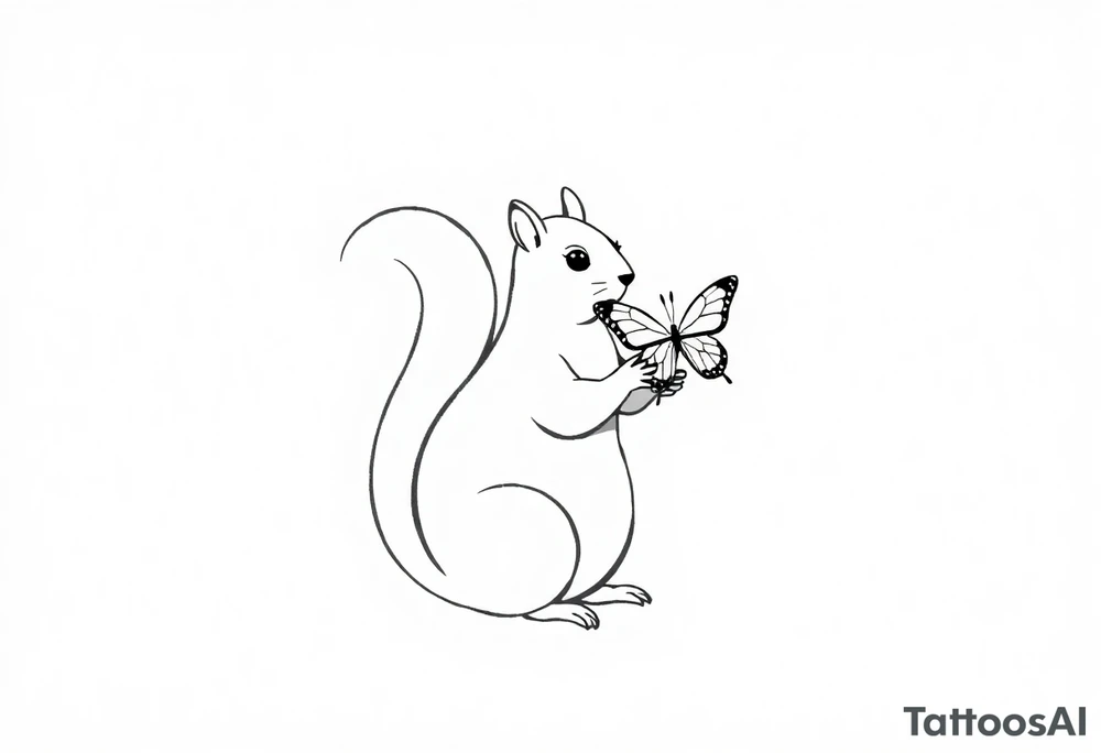 Squirrel holding butterfly tattoo idea