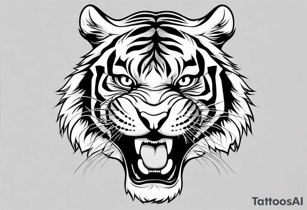tiger smiling leaping tattoo idea