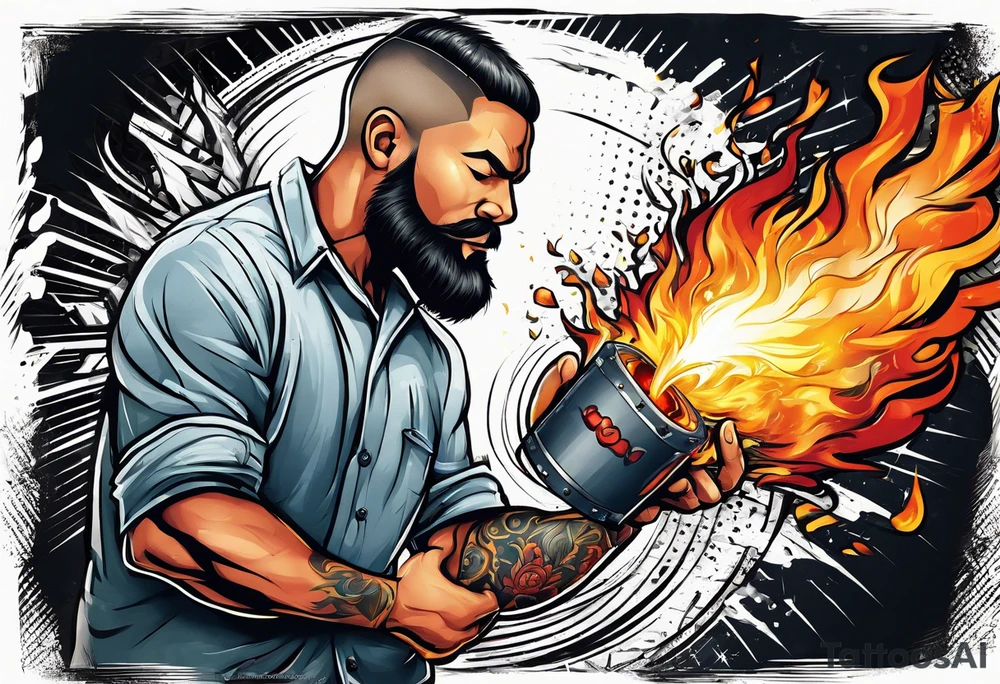 stick of dynamite character is trying to blow out his own burning fuse before he explodes tattoo idea