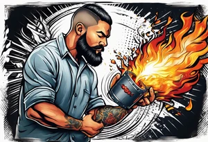 stick of dynamite character is trying to blow out his own burning fuse before he explodes tattoo idea