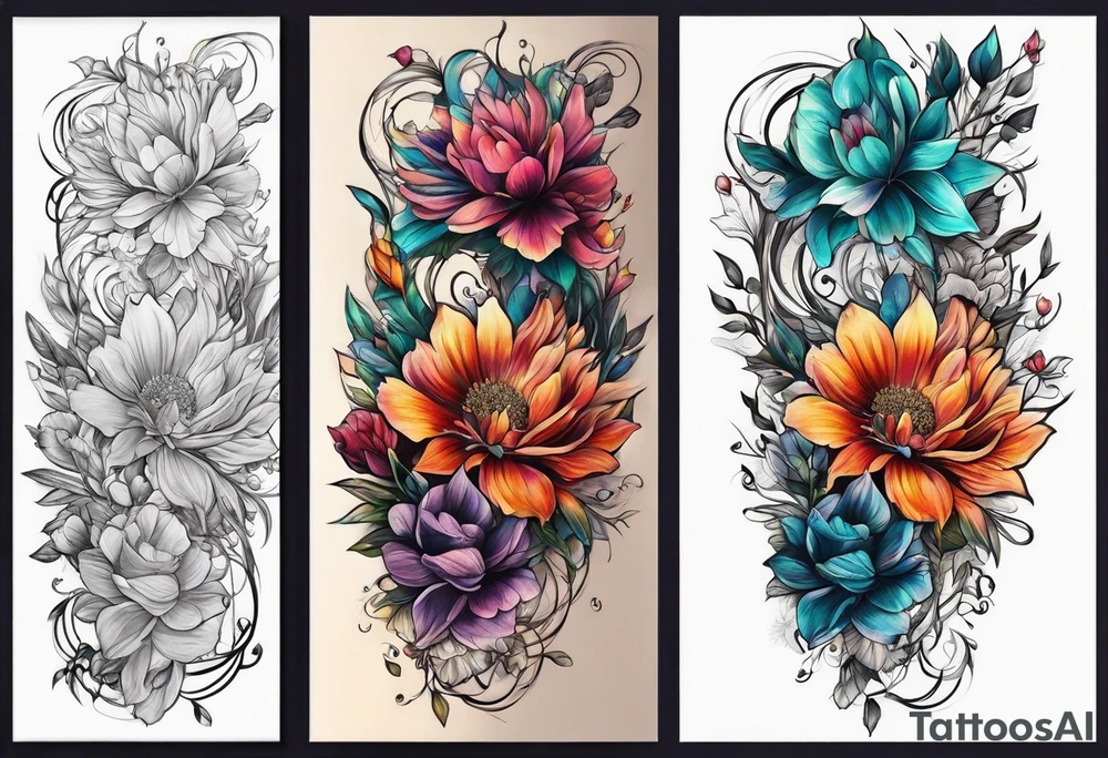 Floral Space Spine Tattoo tattoo idea