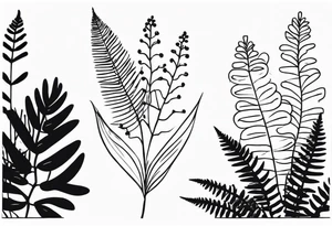 Flower, date, fern tattoo idea