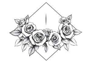 Small Roses filing up the inside of an elongated diamond shape tattoo idea