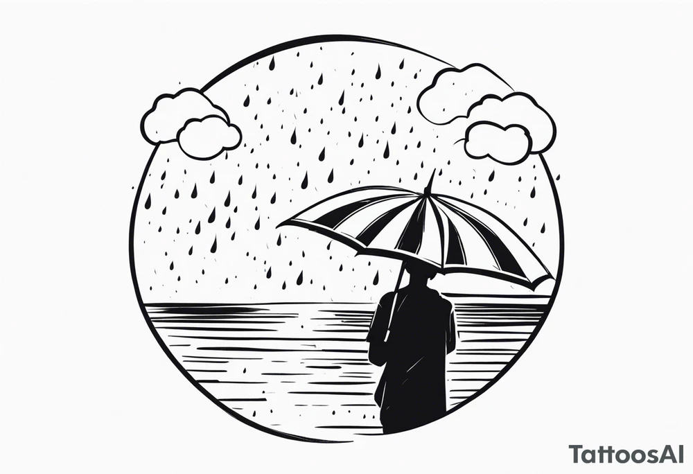 person under rain tattoo idea