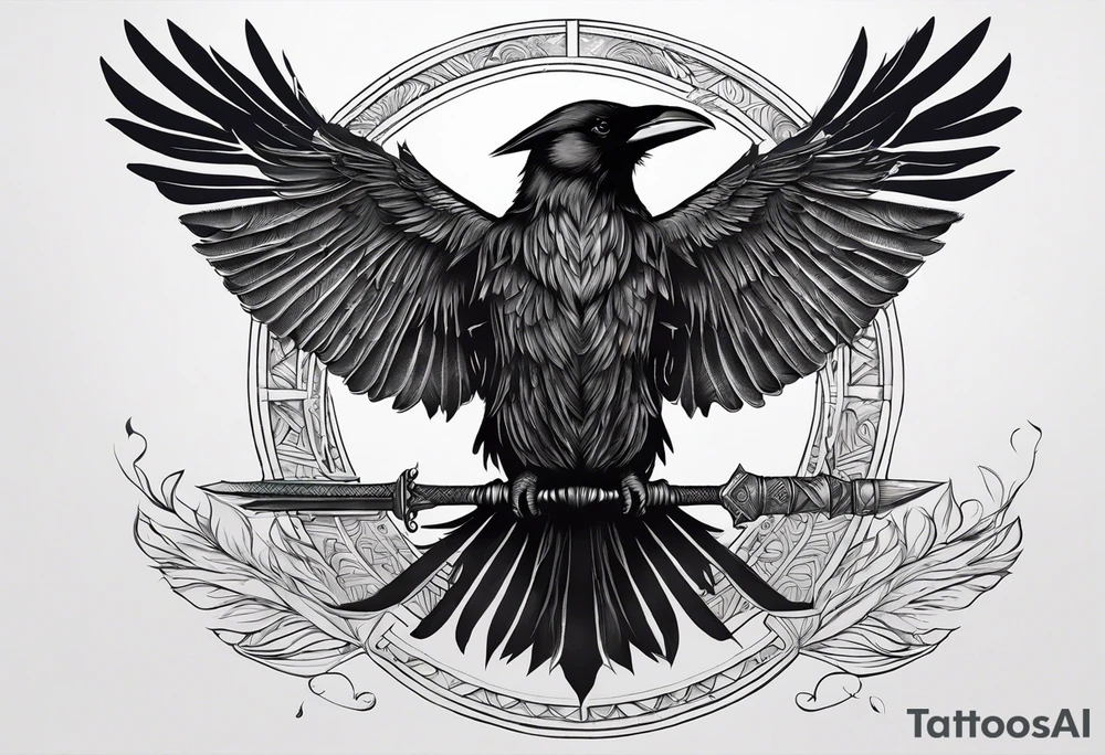 Symbol for Odin down the spine with a raven on the upper back. Not too large of a tattoo. Subtle yet beautiful. Large enough to go from lower back to neck. tattoo idea