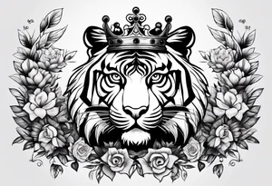 Tiger with 3 eyes and crown tattoo idea