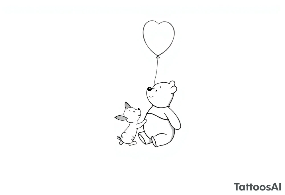 Winnie the Pooh and piglet with  a flying Ballon and honey pot tattoo idea
